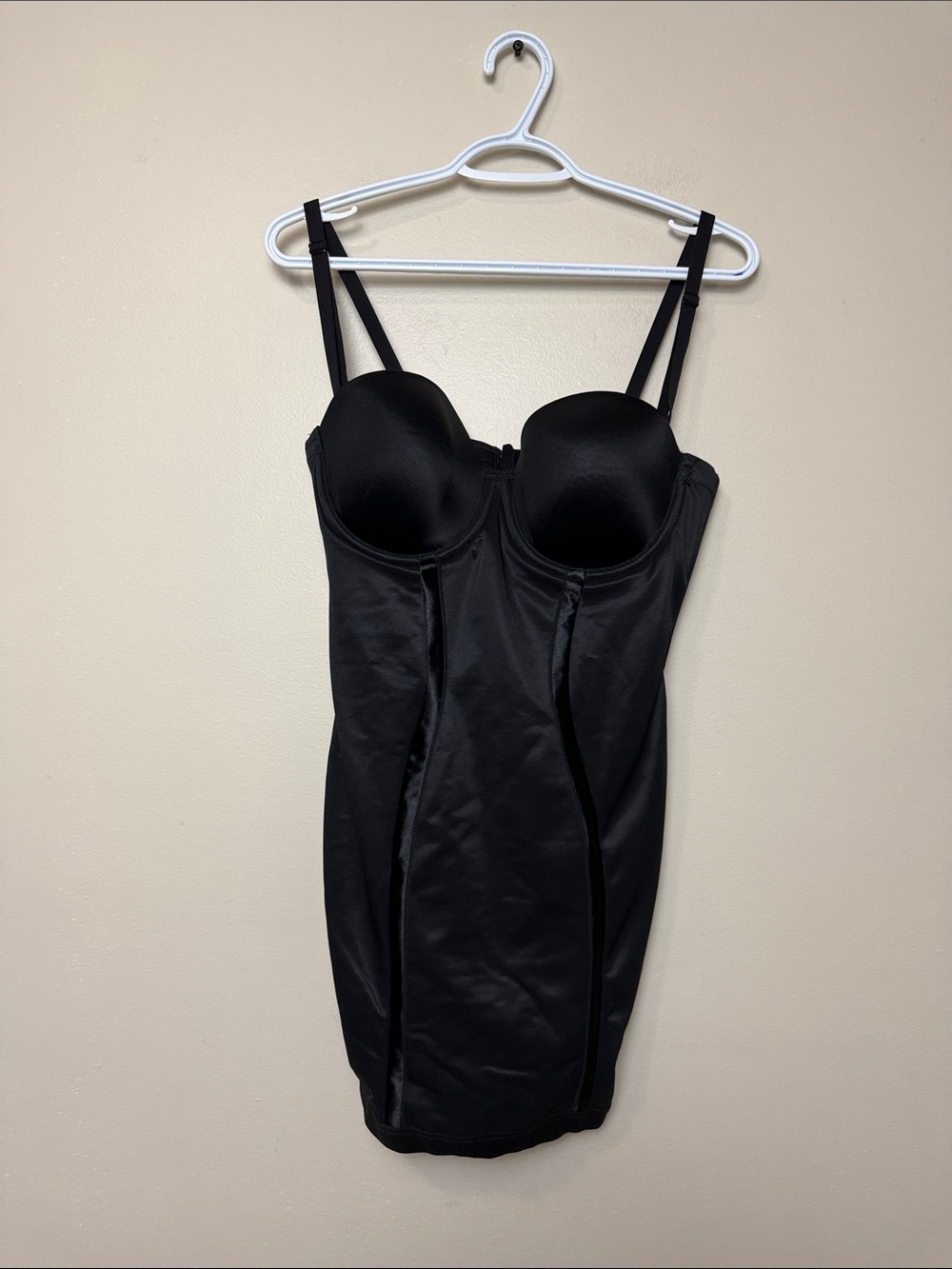 Maidenform Black Satin Shaping Slip with Molded Cups size 38C